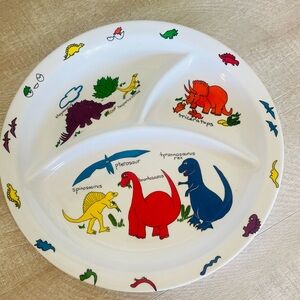 Vintage 1980's Anacapa Melamine Dinosaur Divided Plate kid toddler dinnerware